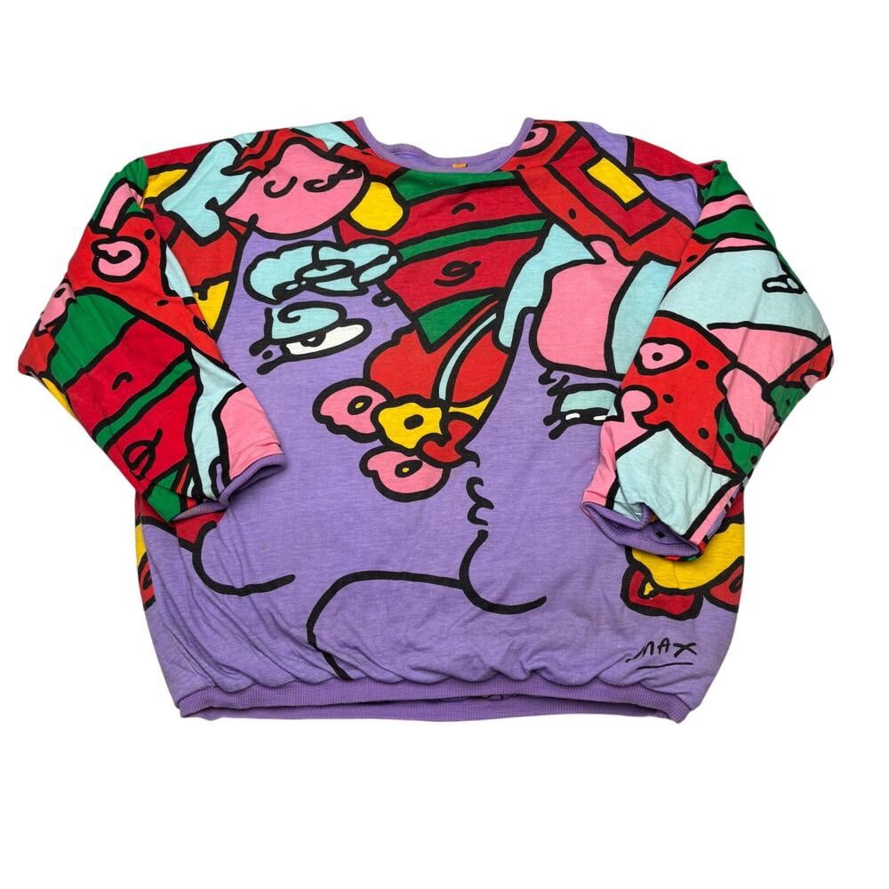Vintage 80s Peter Max Neomax Reversible Sweatshirt Pullover One Size Pop Art
